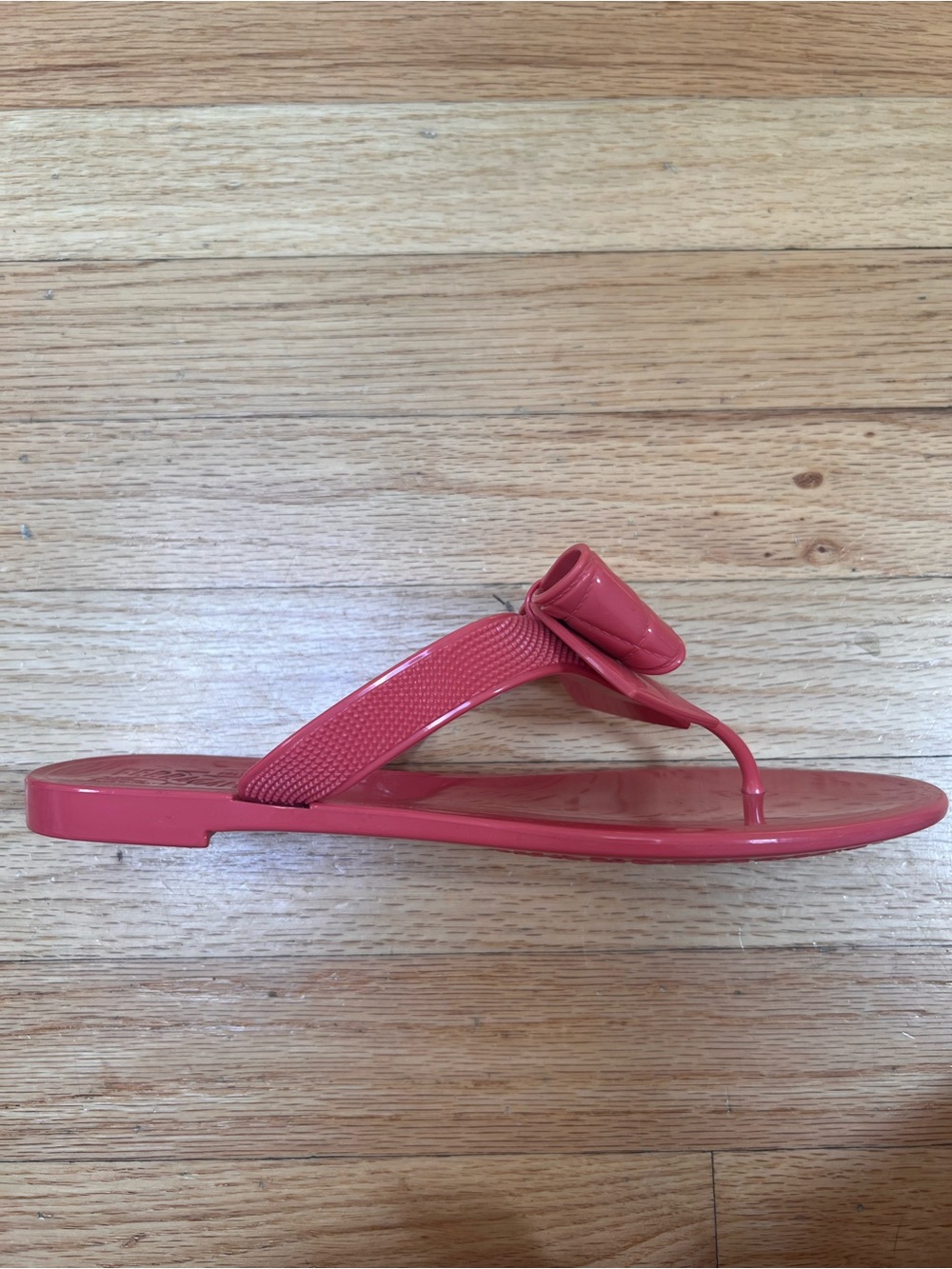 Salvatore Ferragamo Coral Pink Bow Jelly Flip Flop Sandals Size 7 - Picture 5 of 7